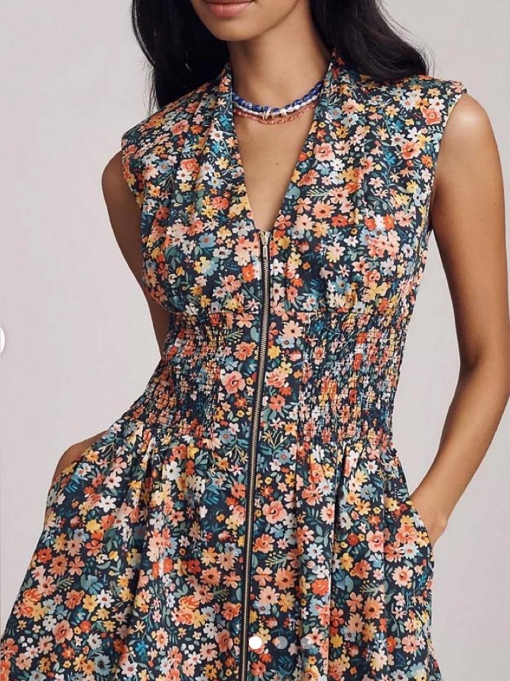 Anthropologie Navy Floral Button-Up Blouse
